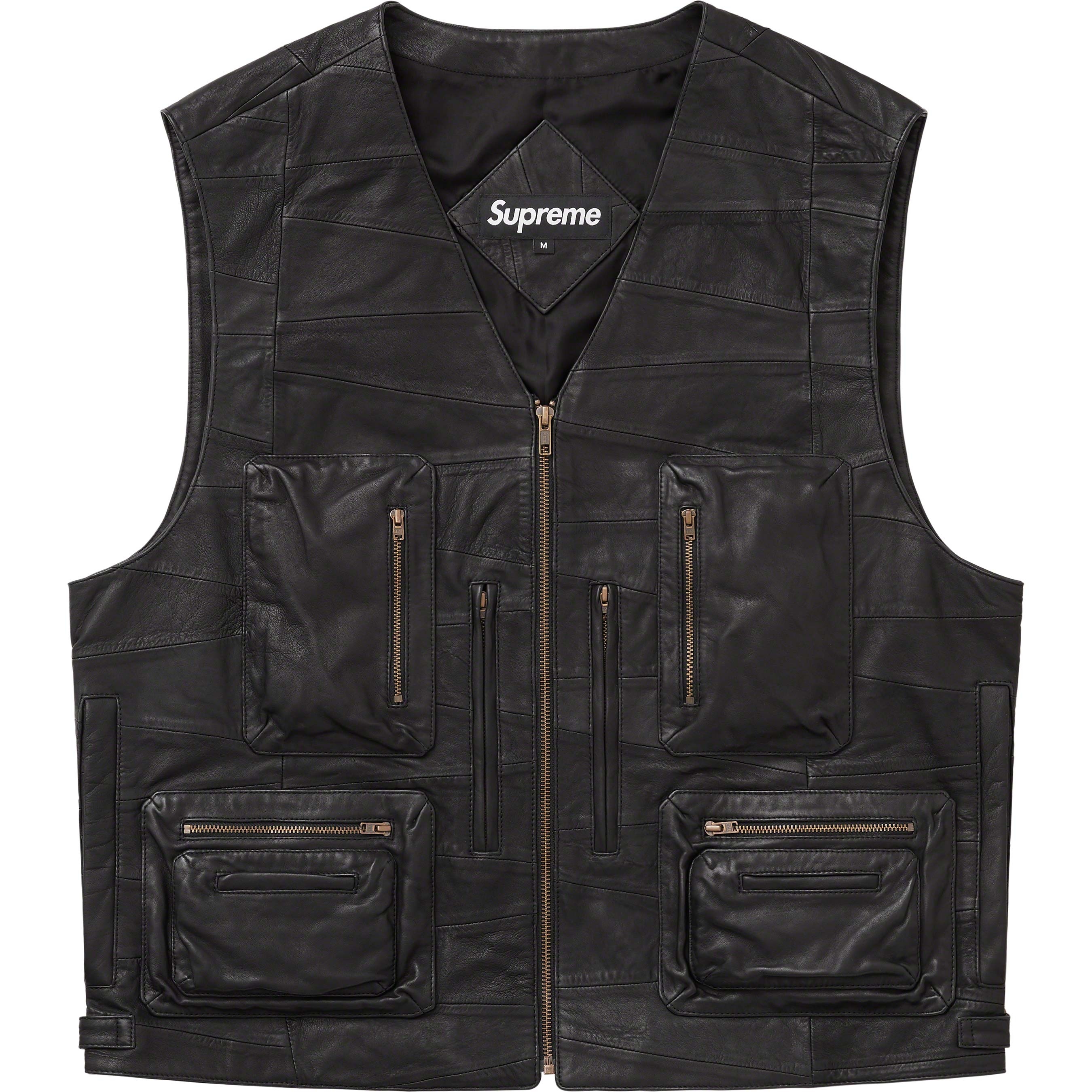 Patchwork Leather Cargo Vest view 14